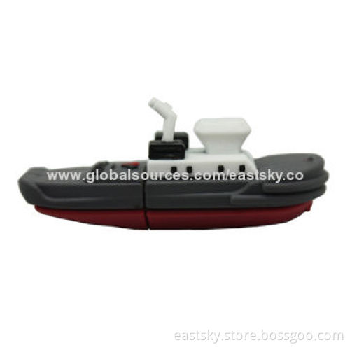 Custom Yacht-shaped USB drive, made of soft PVC material, OEM orders welcomed